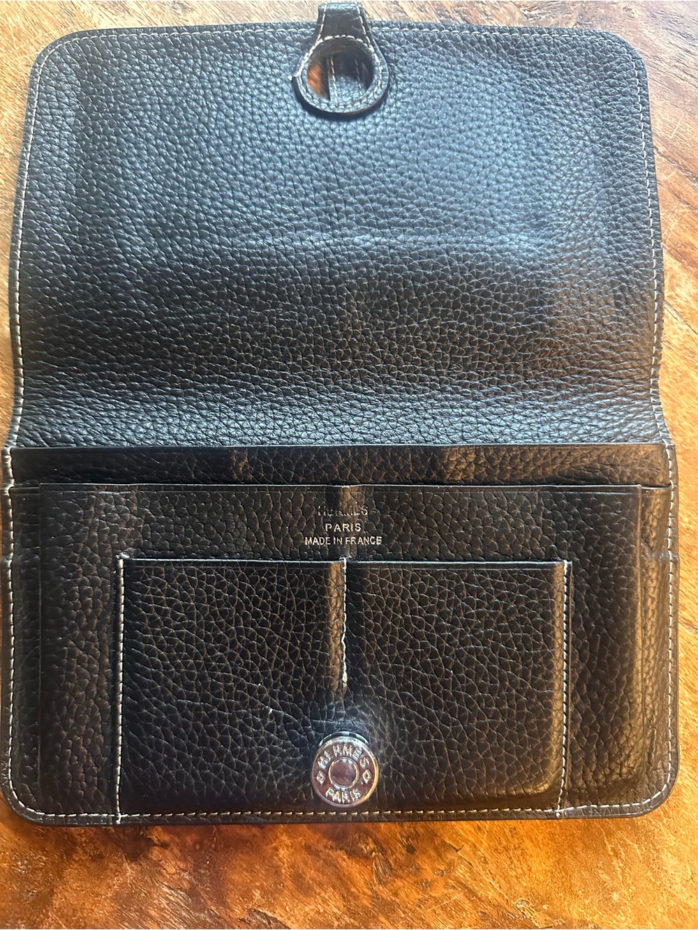 Hermes Black Pebbled Leather Wallet Clutch - Picture 3 of 10